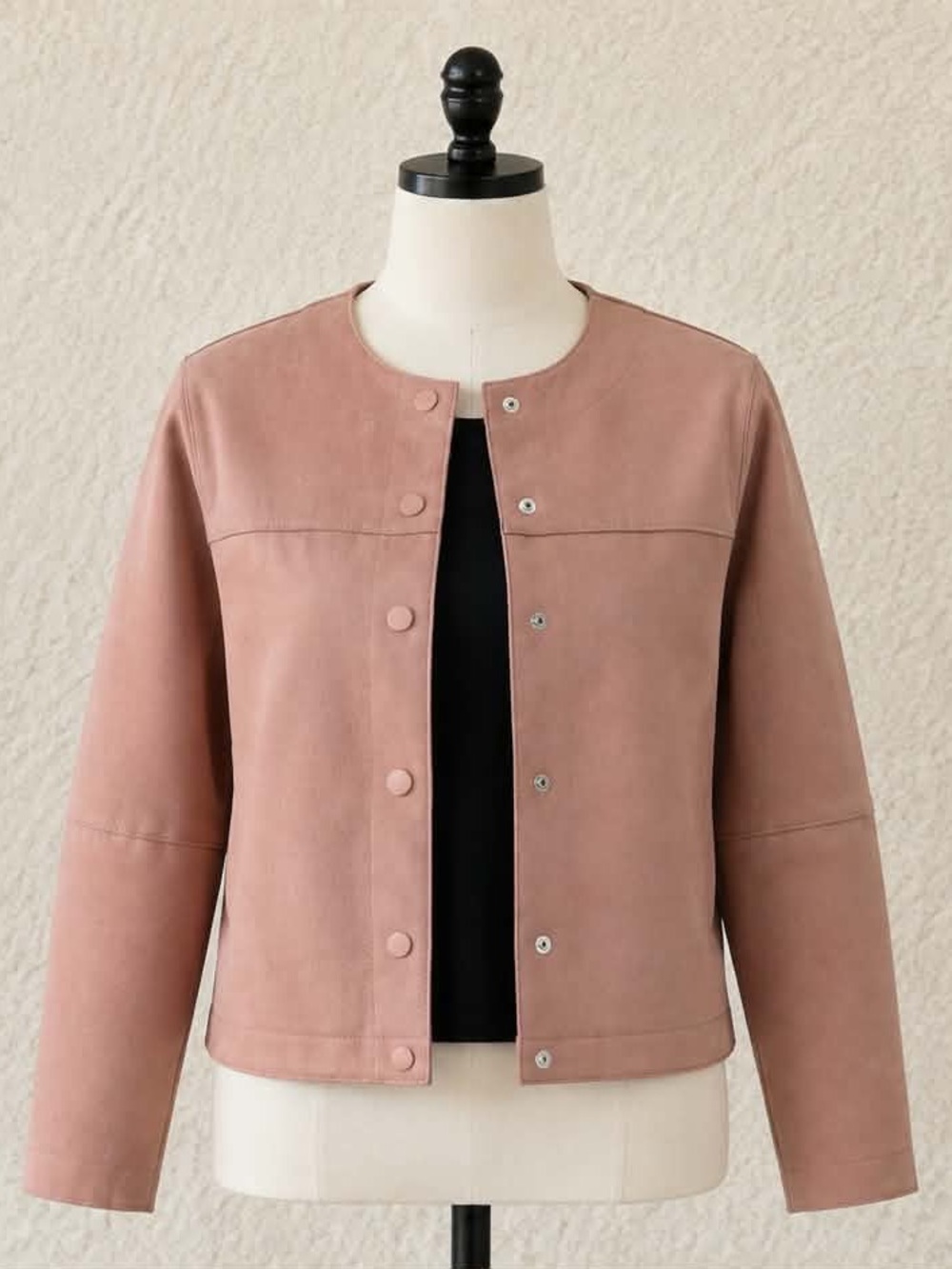 Zara Dusty Rose Snap-Front Jean Jacket